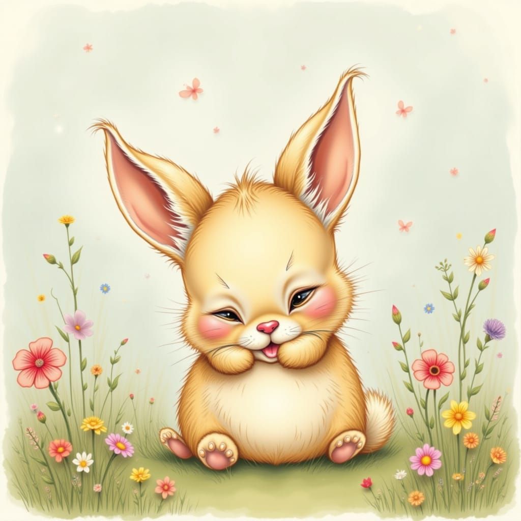 Whimsical Creature in Pastel Wonderland