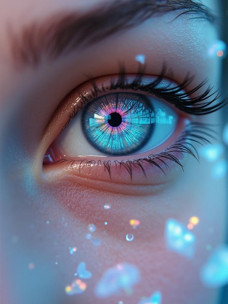 Mesmerizing Eyes with Water Flower Silhouettes