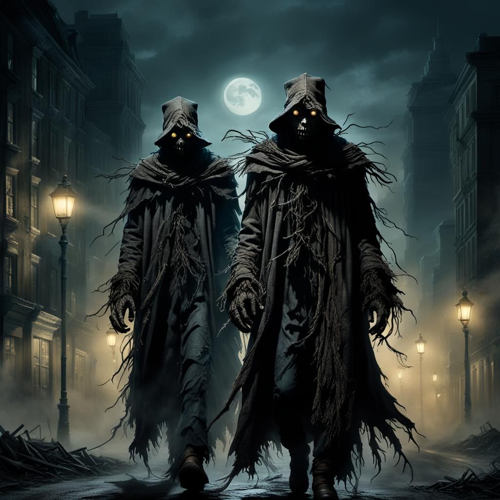 Living Scarecrows on a Desolate City Road