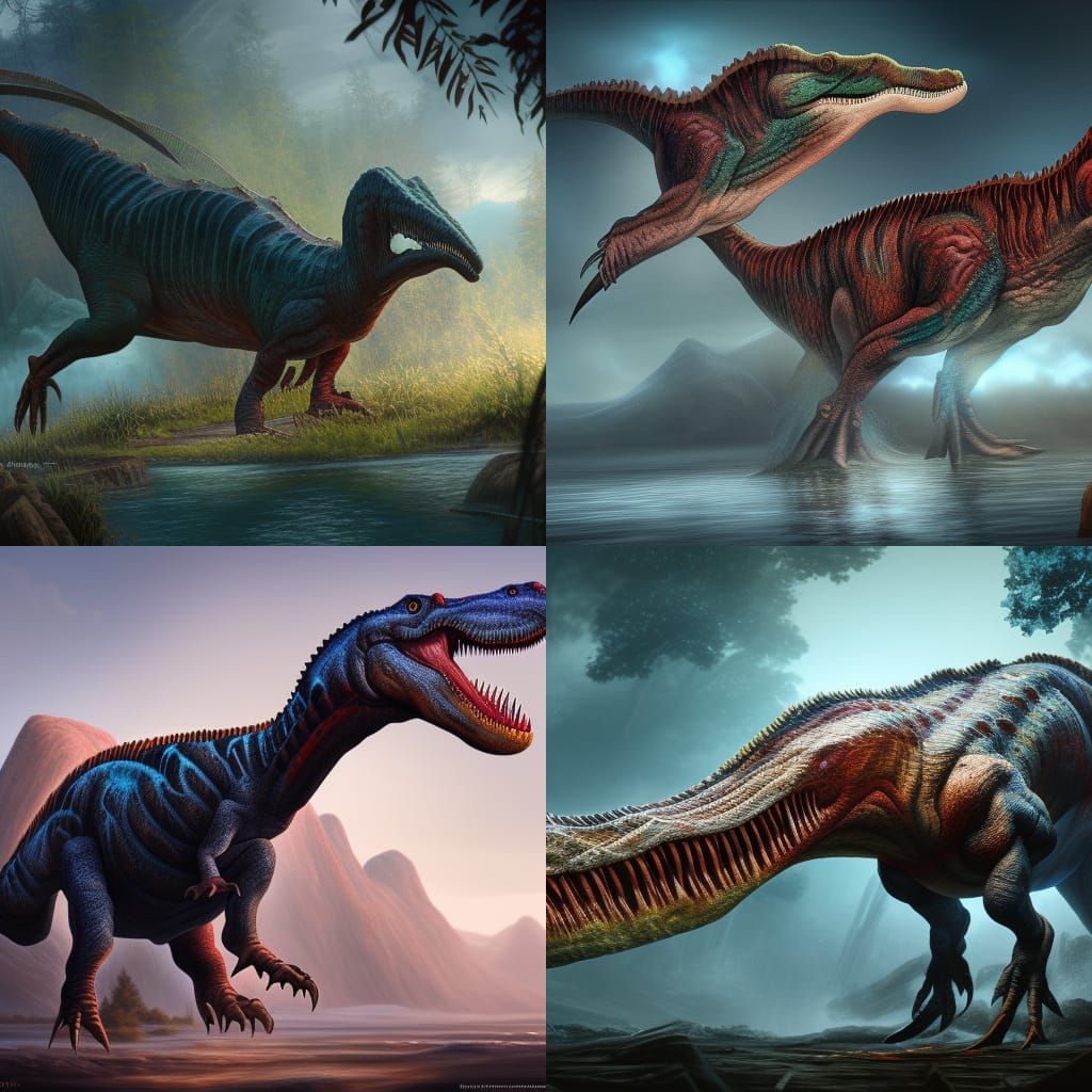 Spinosaurus Utahraptor Hybrid Dinosaur: Detailed Matte Paint...