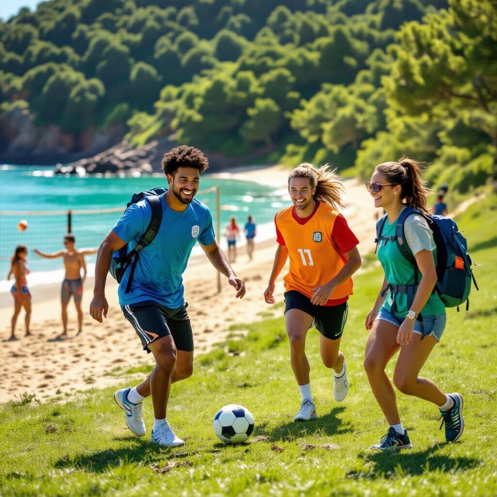 Joyful Outdoor Activities in Vibrant Photorealistic Style