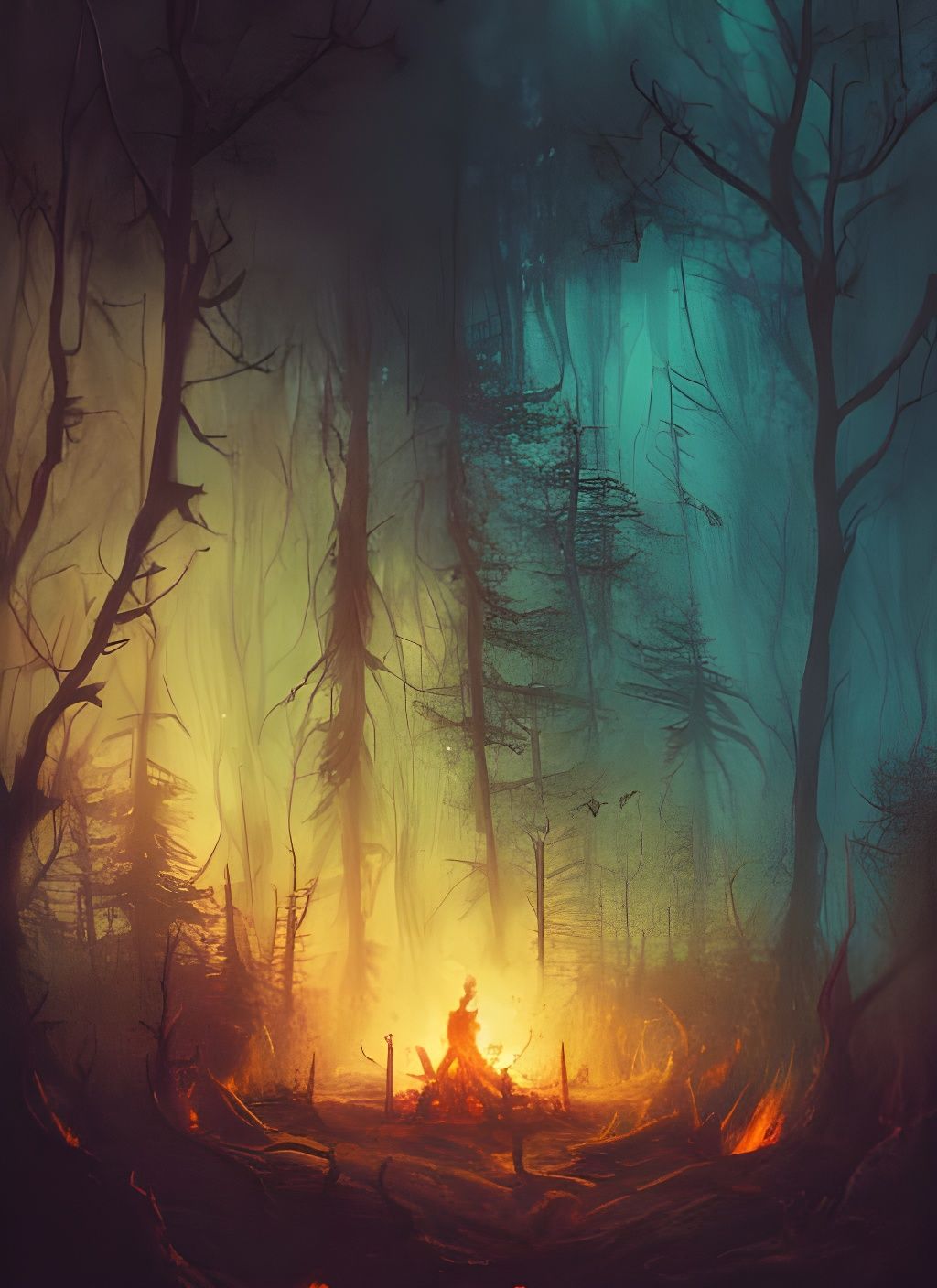 Ominous Cult of the Deep Forest Bonfire