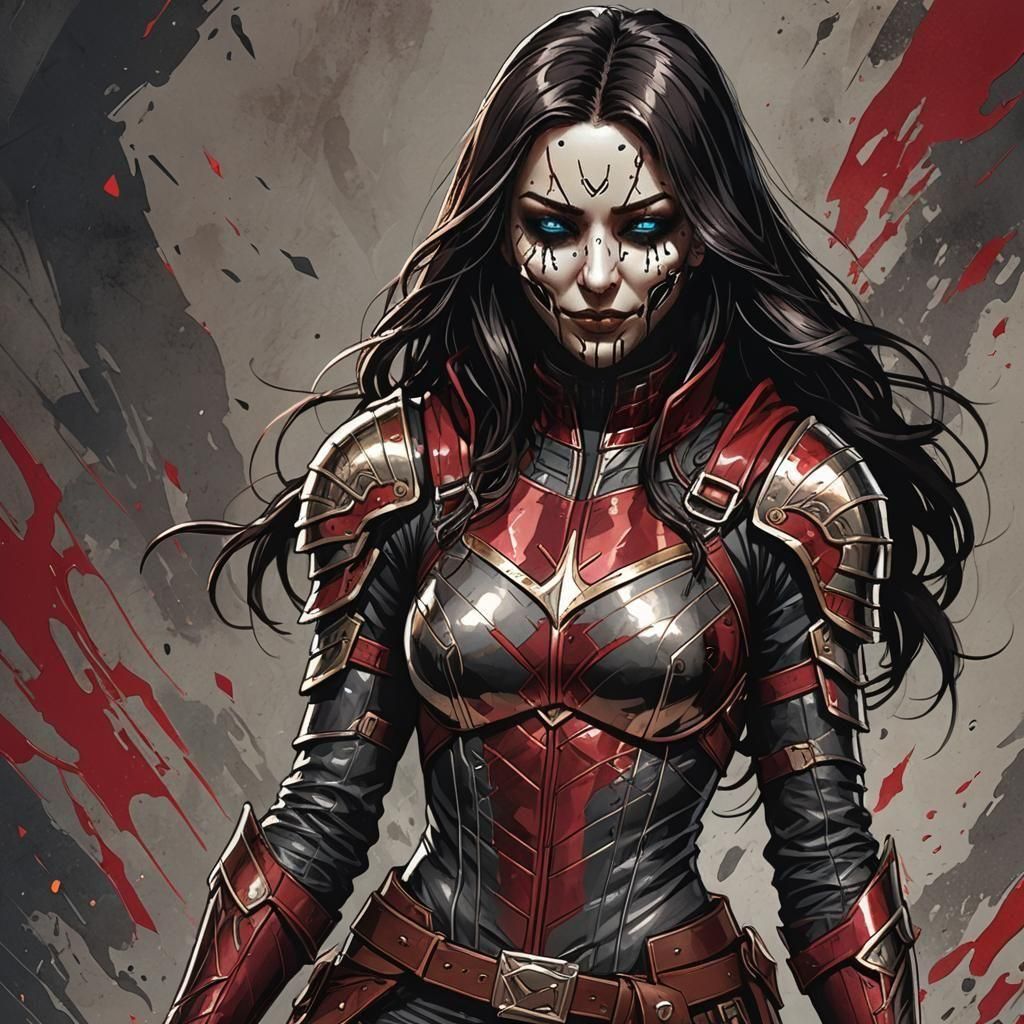 Brunette Assassin: Hand-Drawn Comic Book Portrait