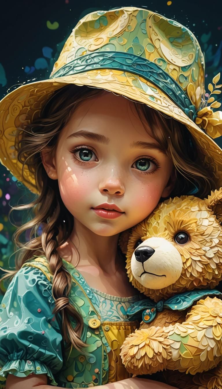 Candy Wonderland: Little Girl with Teddy Bear