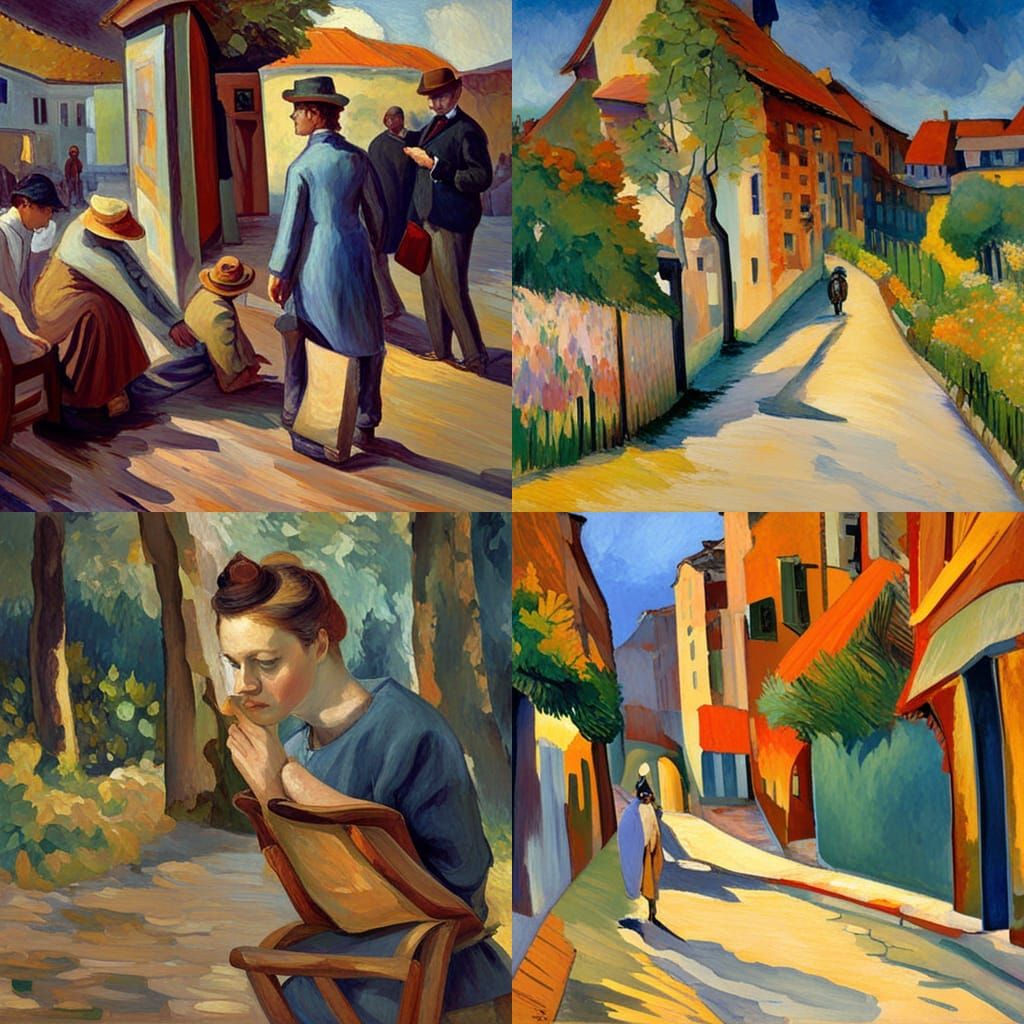 Expressive Post-Impressionist Painting with Abstract Forms