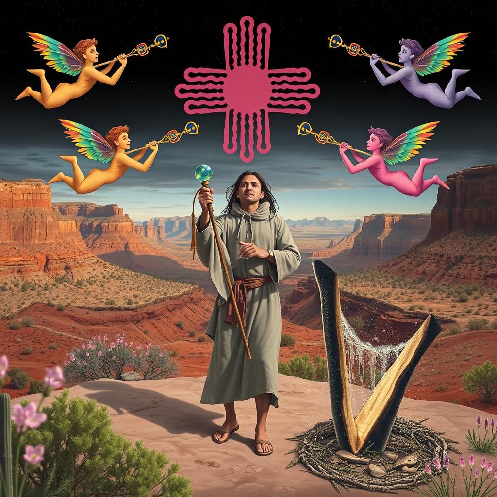 Prophet's Staff Creates Oasis with Zia Symbol