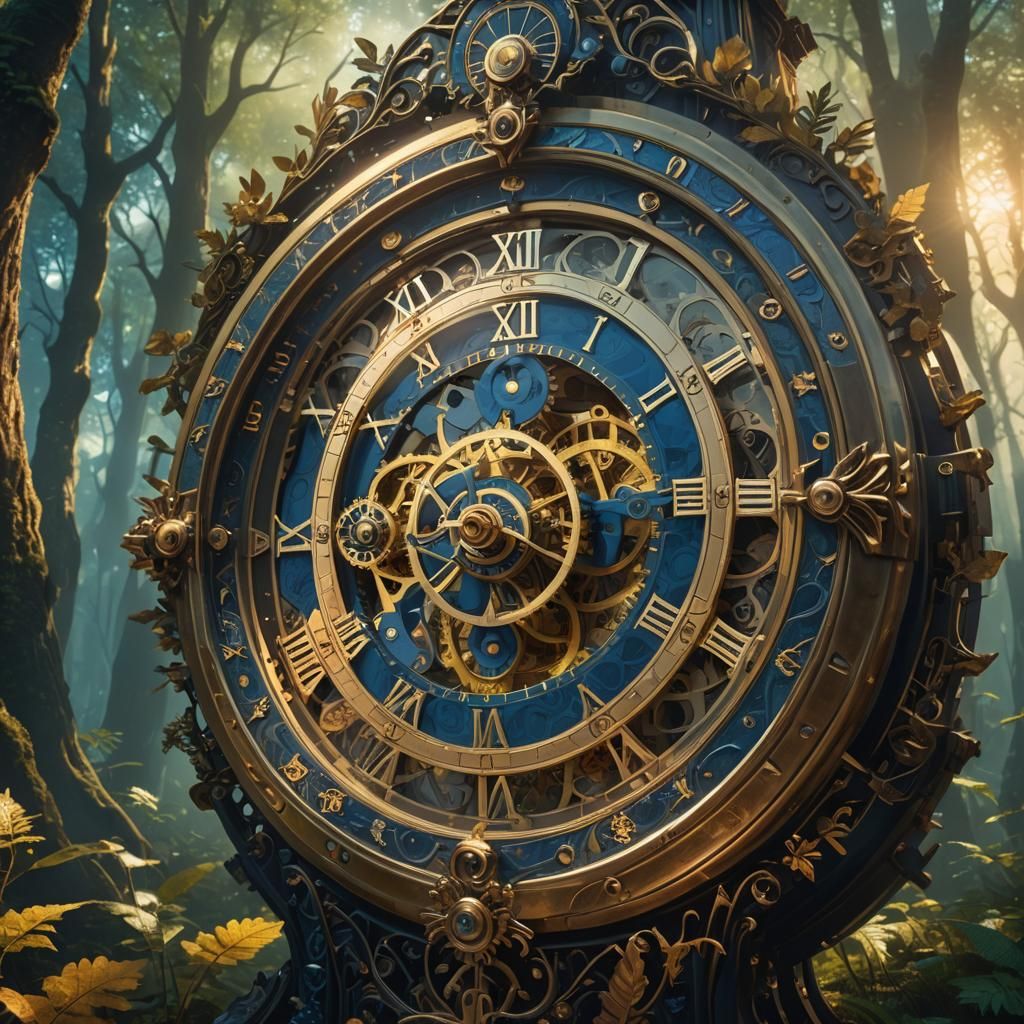 Mystical Forest Clock: Fantastical Concept Art