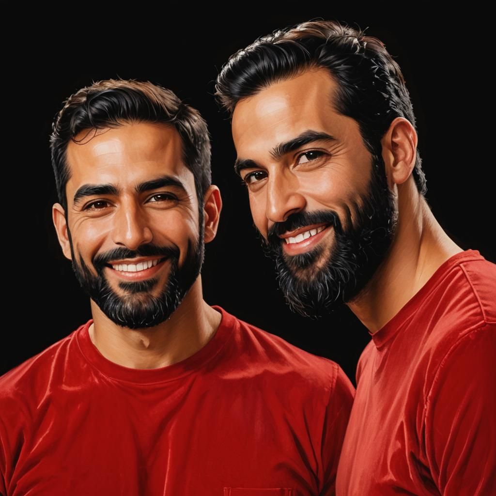 Vibrant Oil Painting of Two Smiling Men