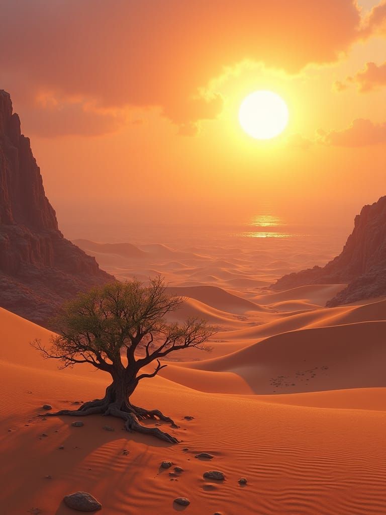 Desert Saxaul Bush in Hyper-Realistic Matte Painting