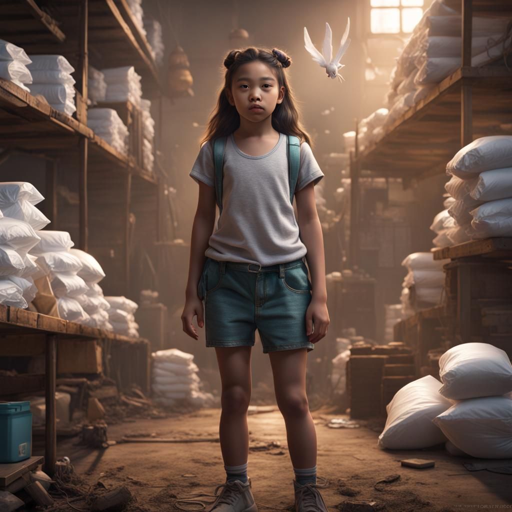 12-Year-Old Girl: Detailed Matte Painting