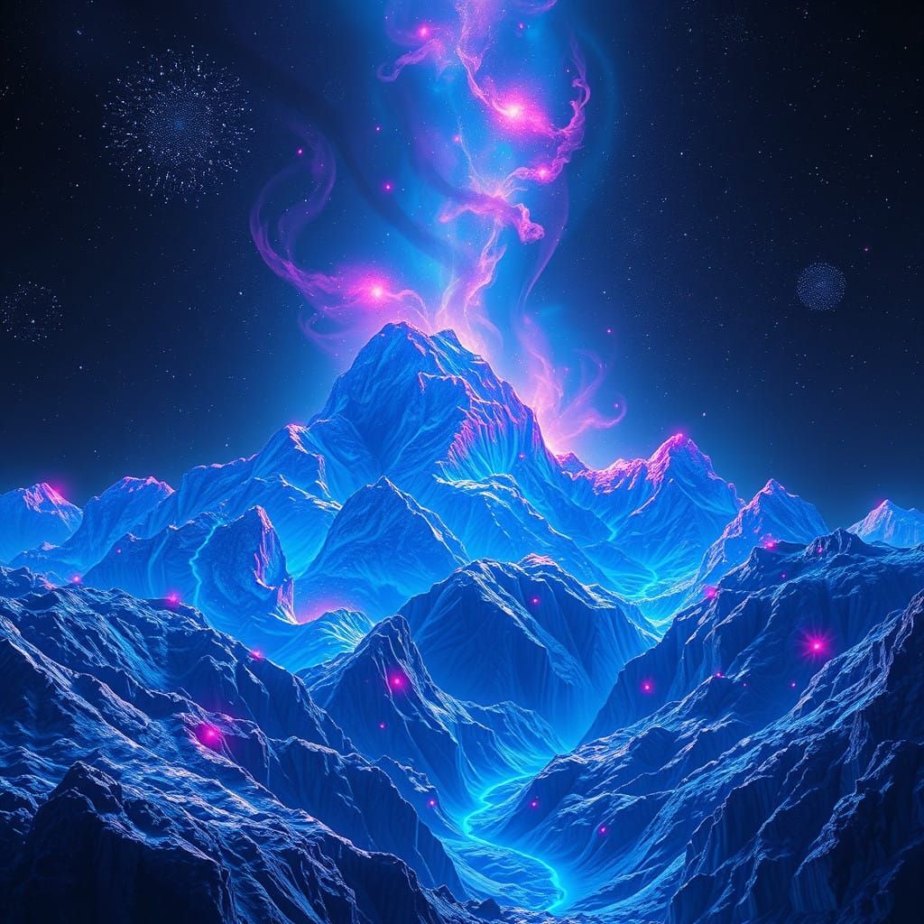 Mountains of Sapphires under sparkling stars
