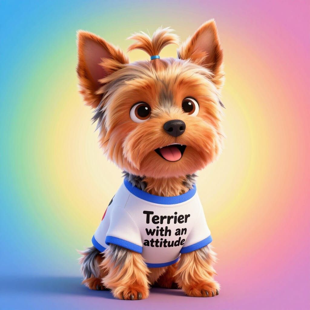 Cute Yorkshire Terrier in Pixar 3D Style