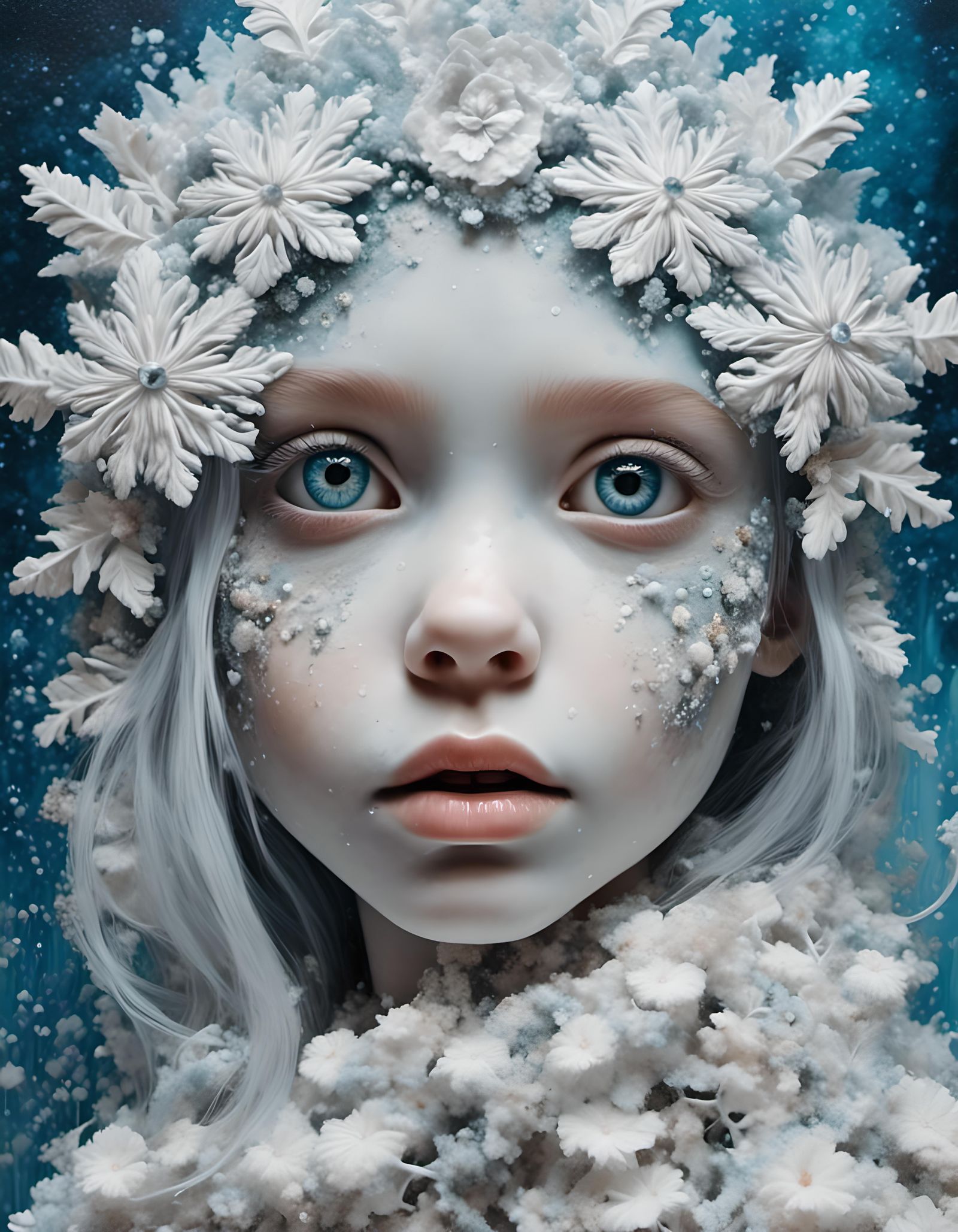 Snowflake Girl: Acrylic 3D Fantasy Portrait
