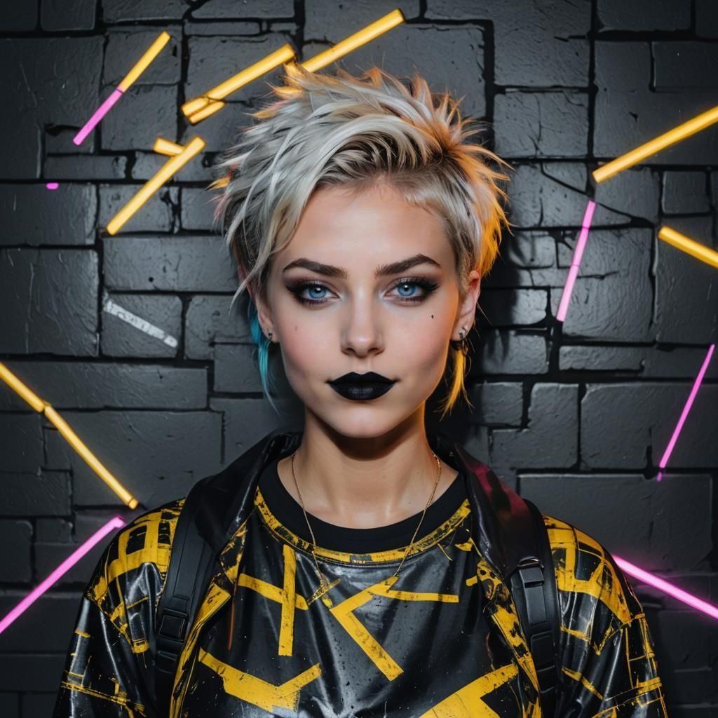 Punk Girl Portrait in Pop Art Style