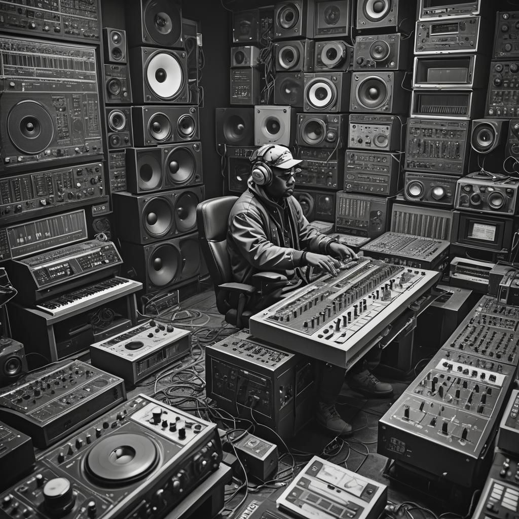Rap Scientist in Recording Studio: Matte Painting