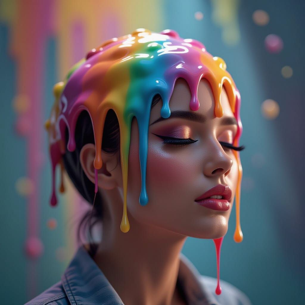 Hyperrealistic Melted Cake Splash Art Concept