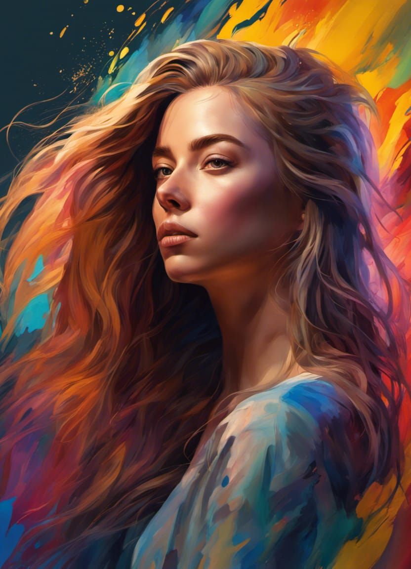 Regal Woman in Hyperreal Color Portrait