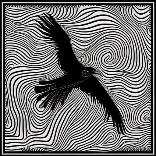 Raven Knight with Abstract Vector Fractal Design