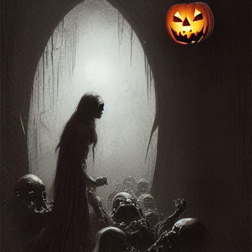 Horror Jack O'Lantern in Doré-Rutkowski Style