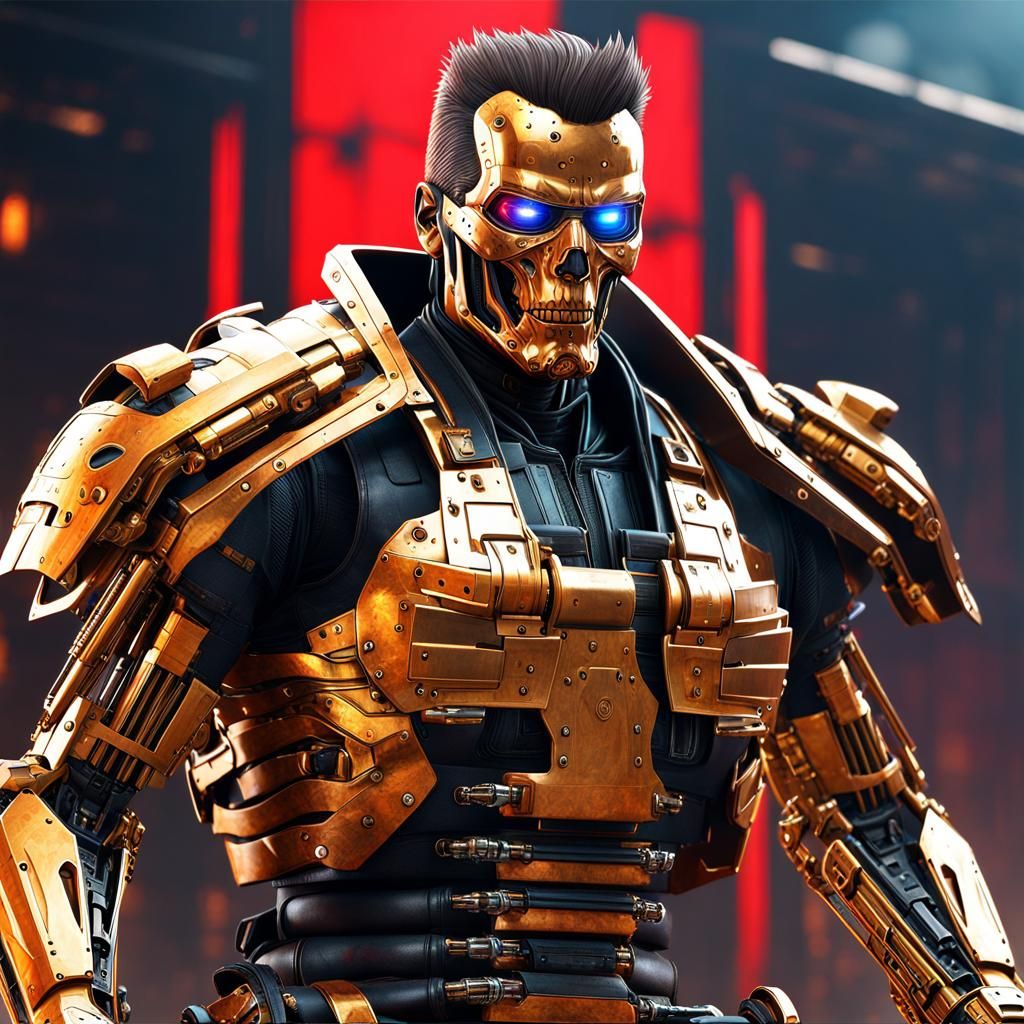 Futuristic Samurai Robot in Watercolor Style