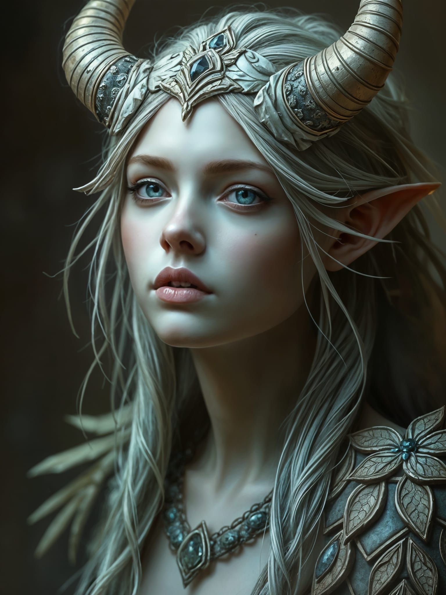 Detailed Elven Portrait Inspired by Organic Sculpture