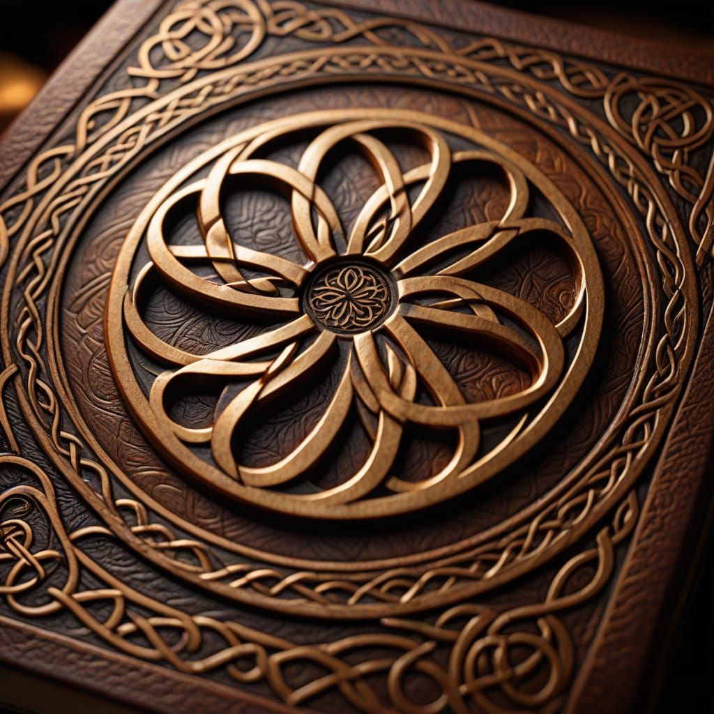 Hyperrealistic Leather Carving of Celtic Knot Tome