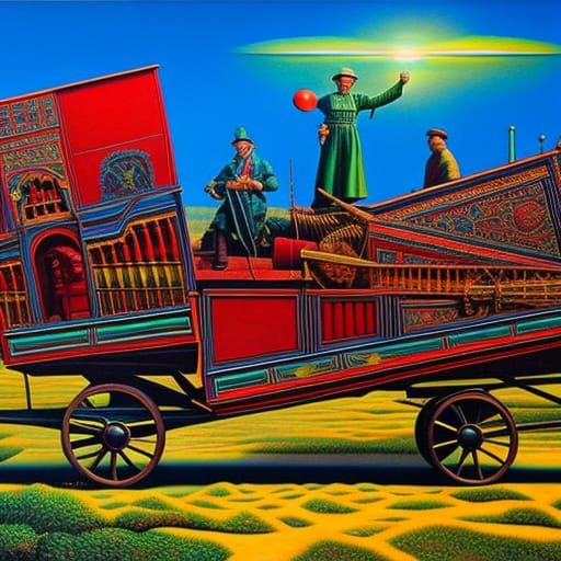 Surreal Romani Vardo Wagon in Photorealistic Style