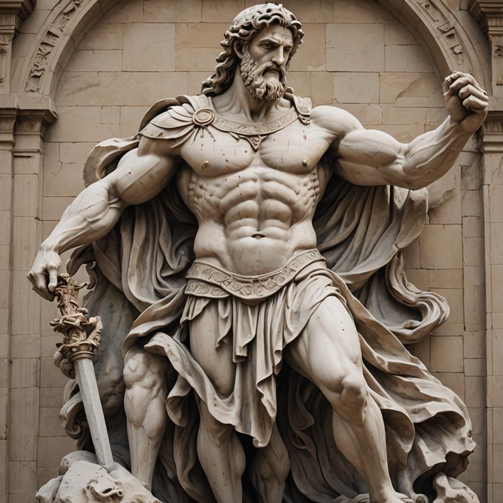 Statue of Hundred-Armed Giant from Greek Myth