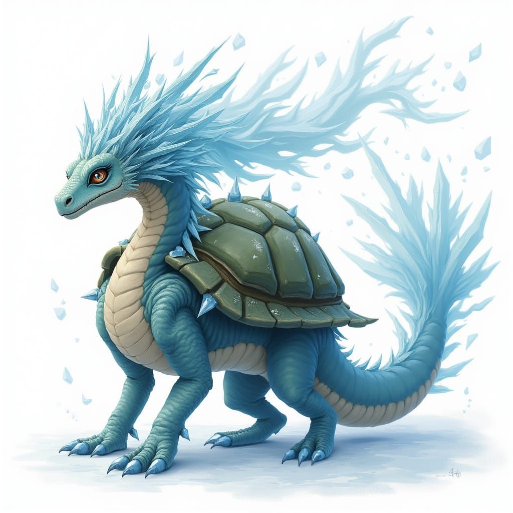 Icy Dragon Turtle Shell in Loish Style