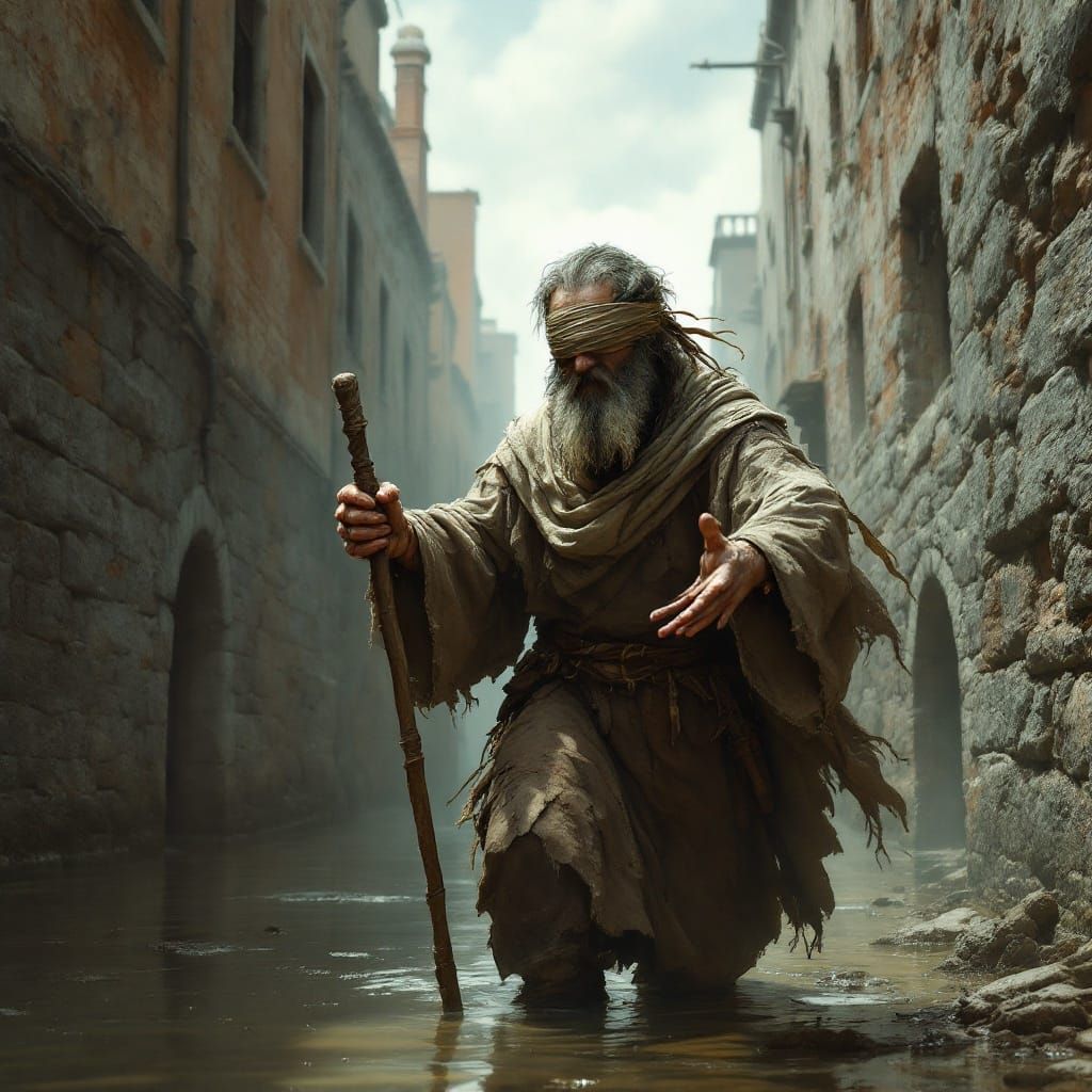 Blind Pilgrim Seeks Salvation in a Surreal Medieval Landscap...