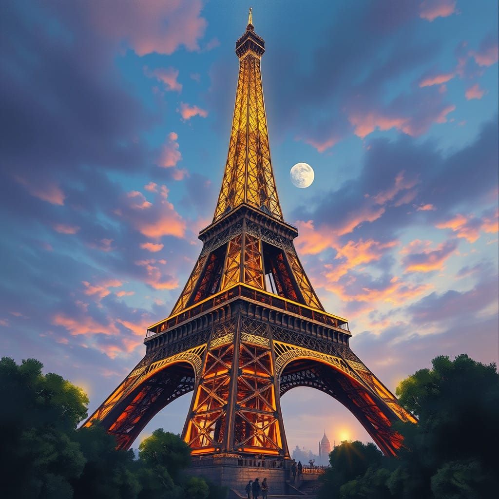 Eiffel Tower in Vibrant Oil Paint Fantasy