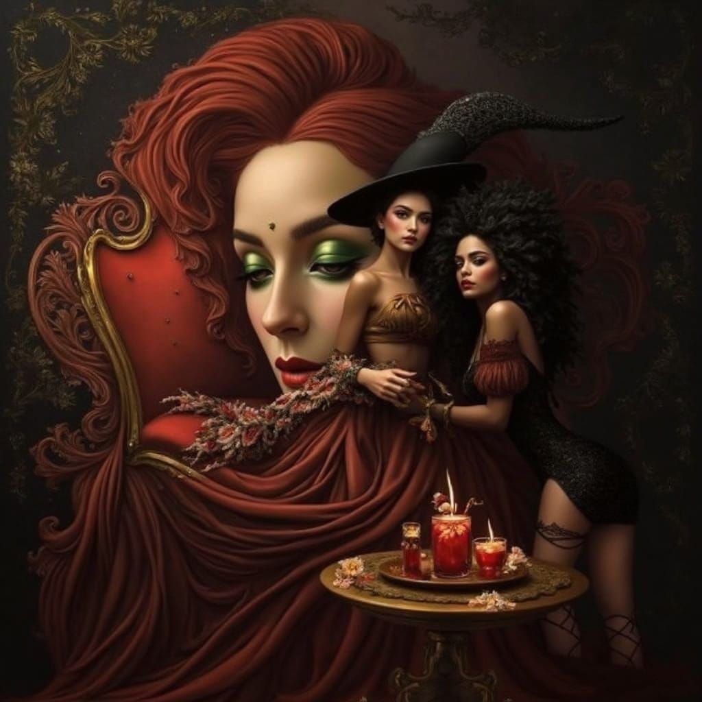 Opulent Masterpiece with Whimsical Sensuality and Triadic Co...