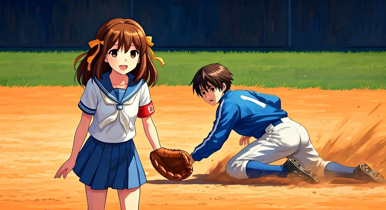 Haruhi Suzumiya Baseball Moment in Vibrant Colors