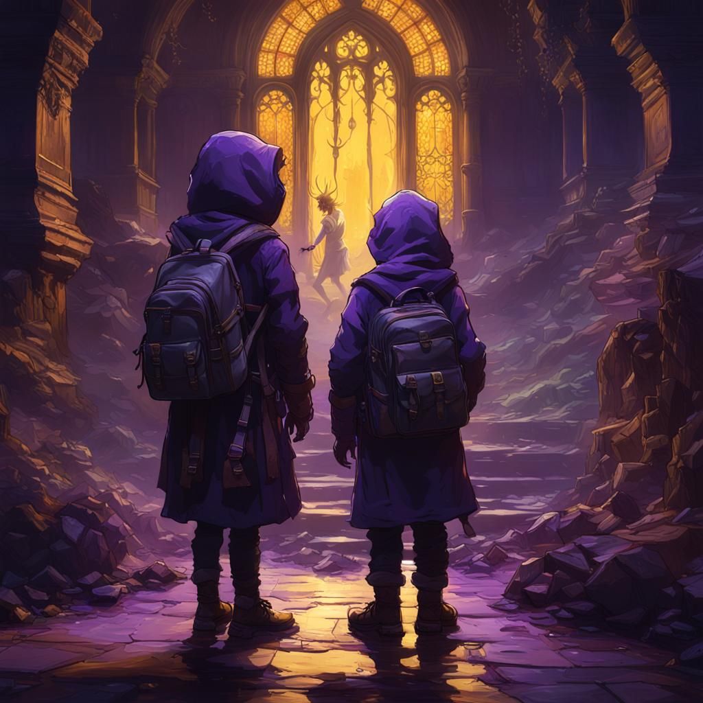 Children Seek Mother's Ghost: Dark Fantasy Art