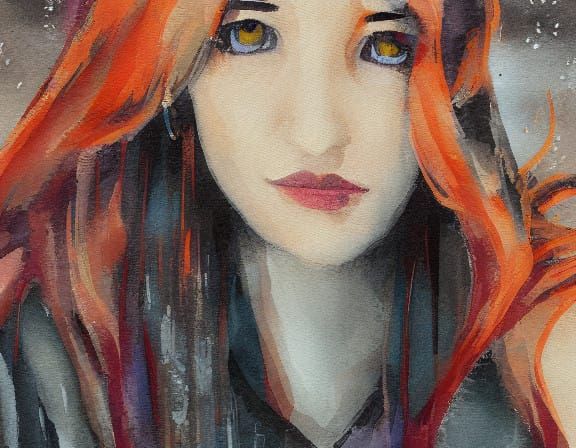 Cyberpunk Angel in Distress, Quick Brush Strokes