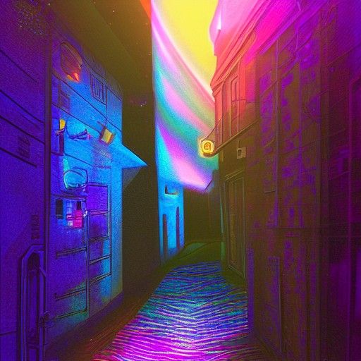 Dark Alleyway: Holographic Astral Cosmic Illustration