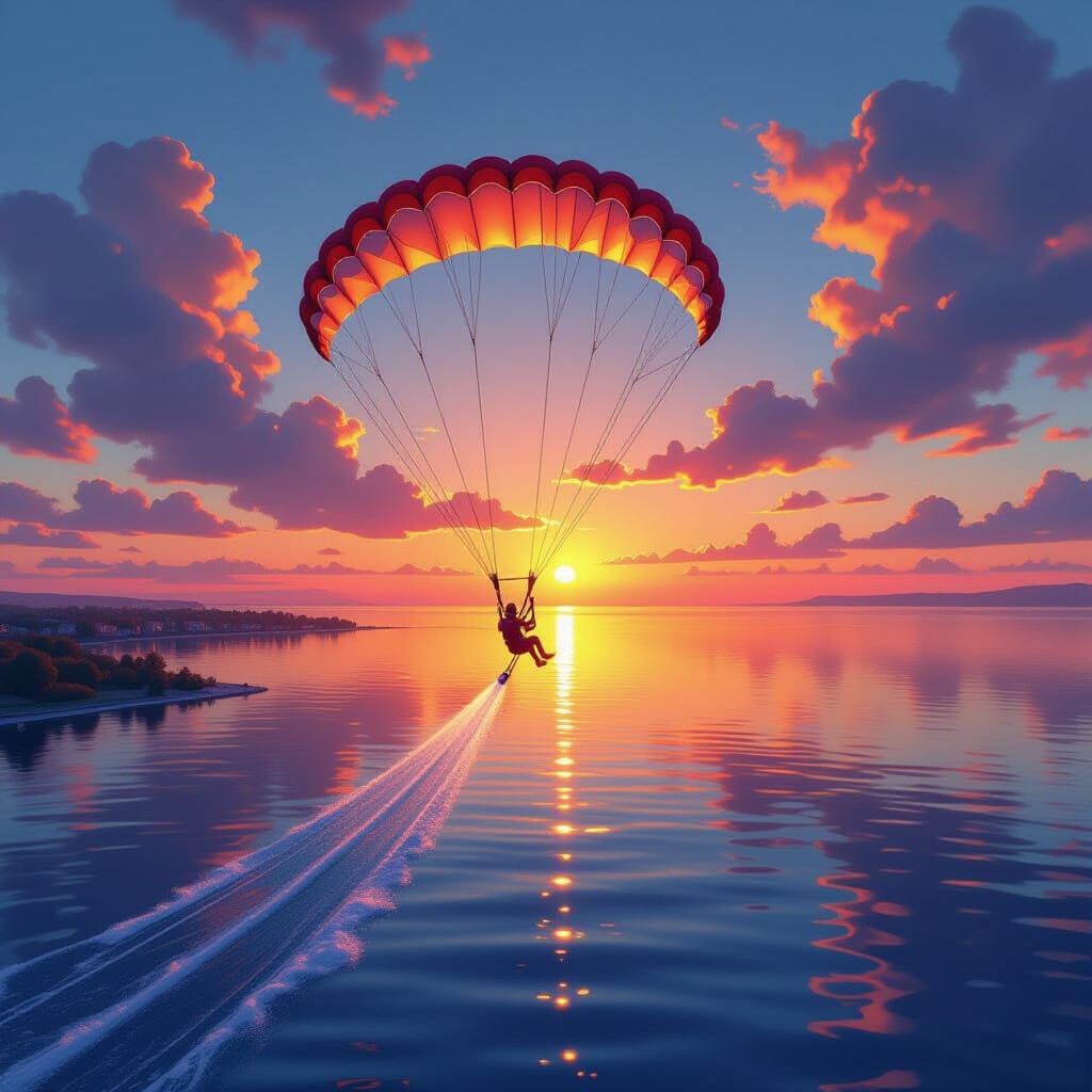 Parasailing Over Lake Ontario: Sunset Matte Painting
