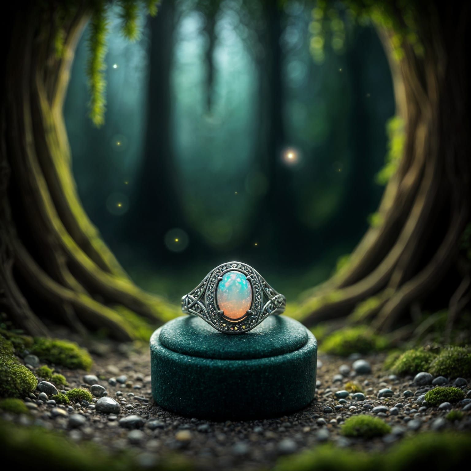 Ethereal Celtic Ring Glows with Captive Galaxy in Luxurious ...