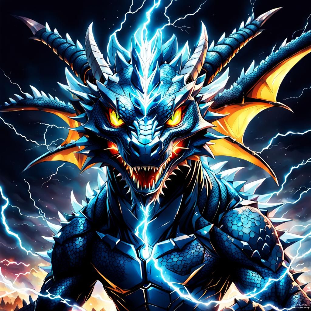 Electric Dragon in Anime Style
