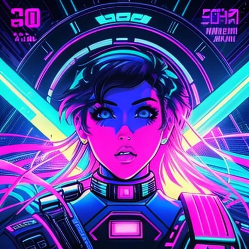 Neon Spaceship in Vaporwave Style