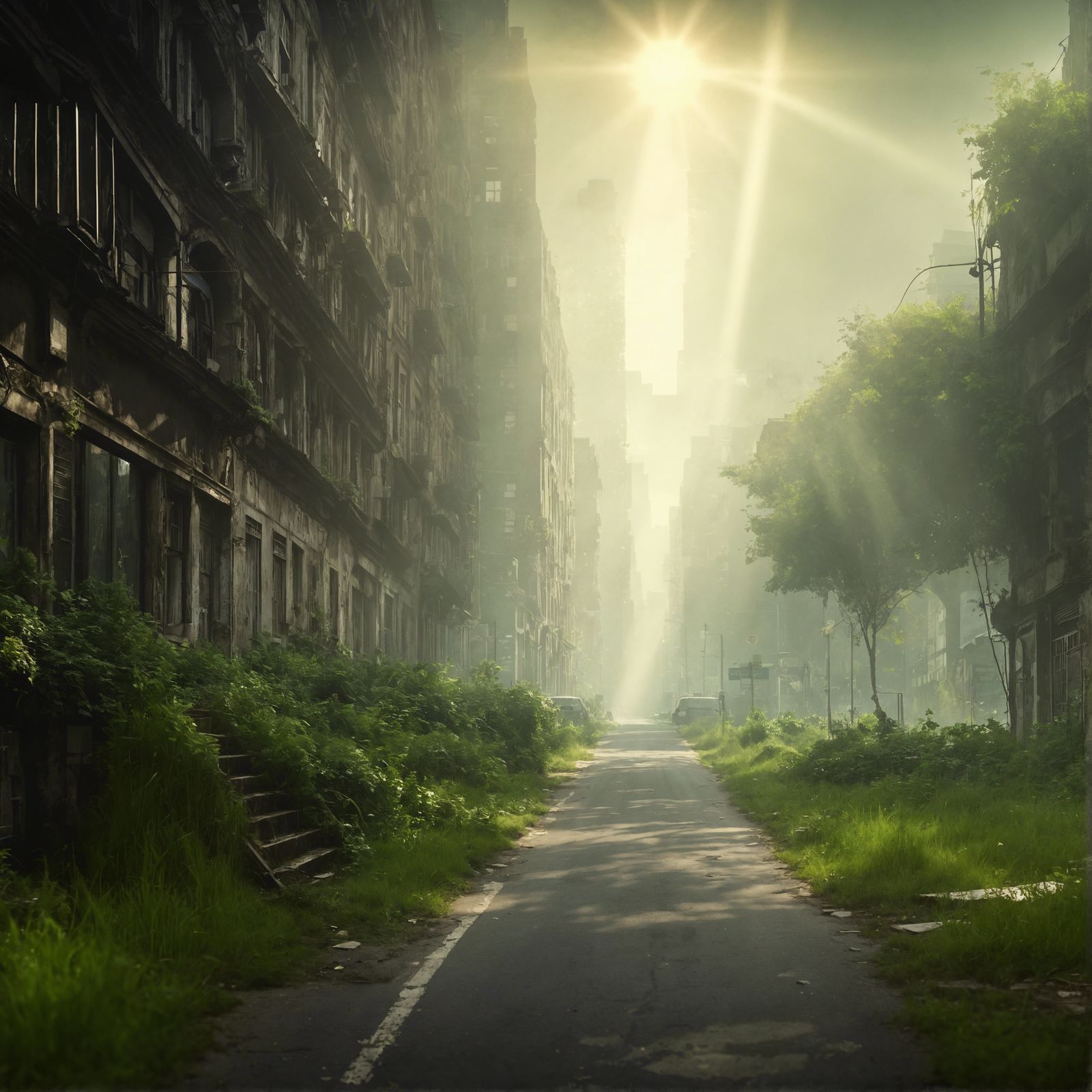 Overgrown City Streets with Wildlife and Flora