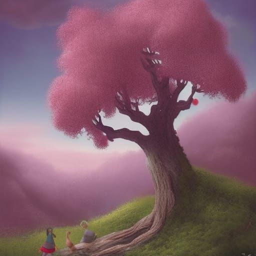 Giant Apple Harvest in Textured Pastel Illustration