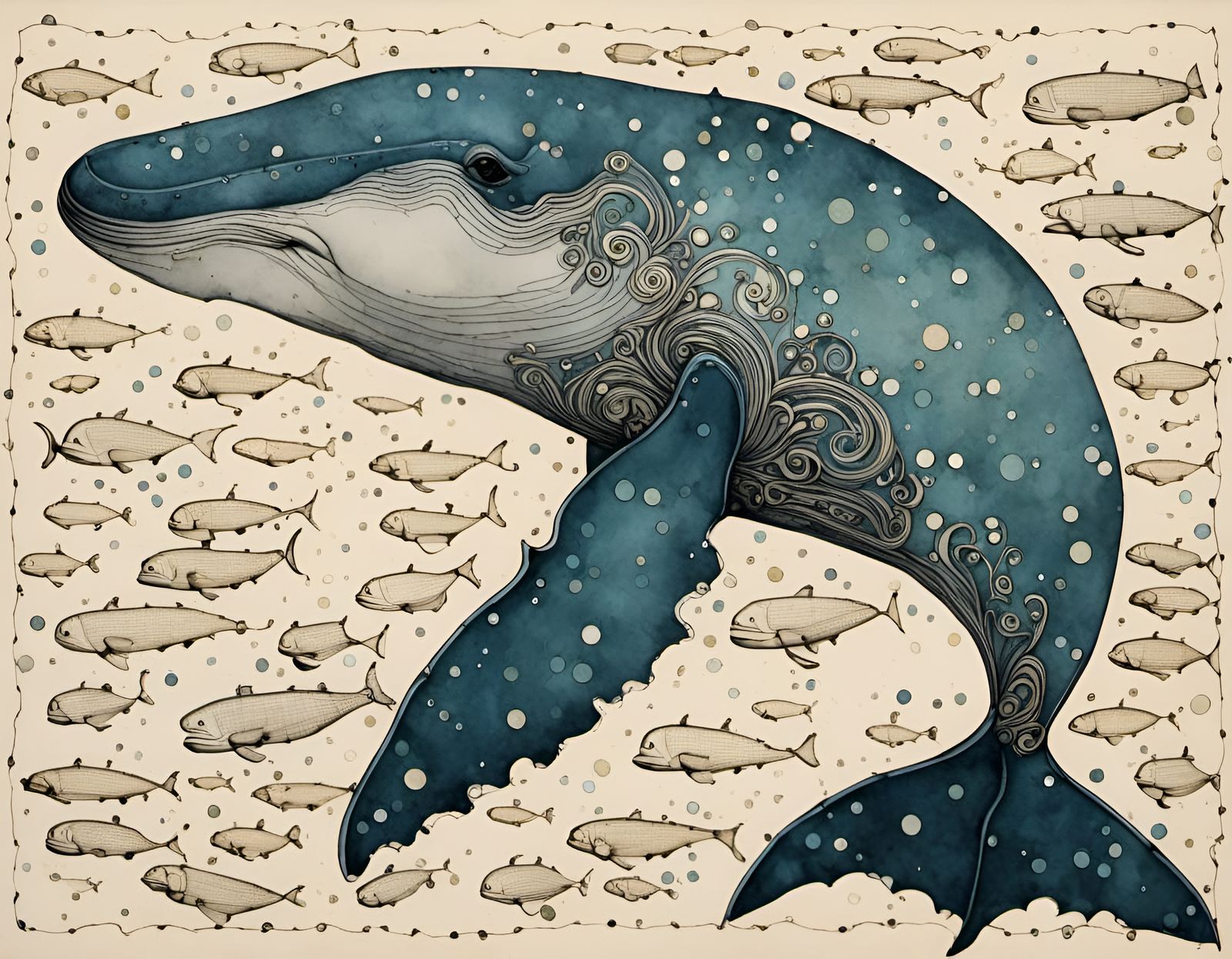 AI Generated Portrait of a Whale