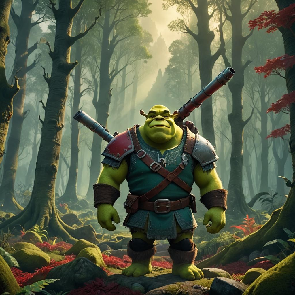 Shrek with Bazooka in Mystical Forest