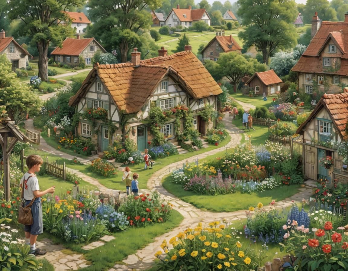 Charming Countryside Village Inspired by Classic Illustratio...