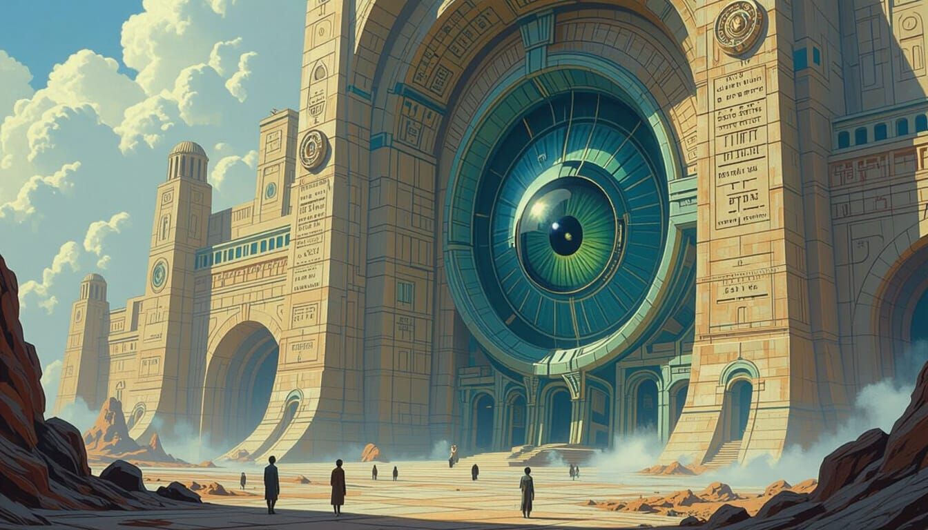 Giant Camera Eye in Surrealist Sci-Fi Style