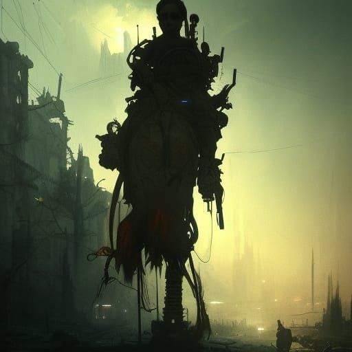 Dark Fantasy Art in Purple and Yellow