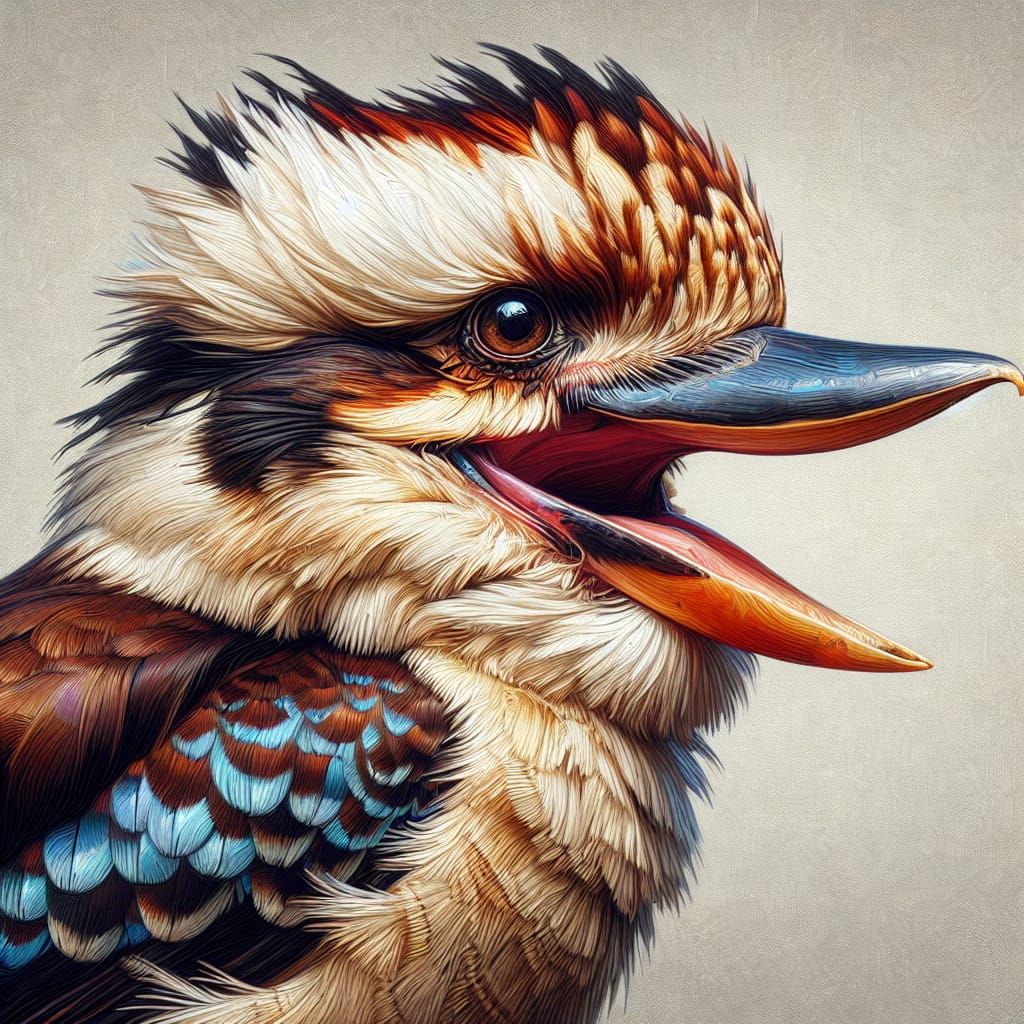 Vibrant Kookaburra Portrait in Realist Oil Style
