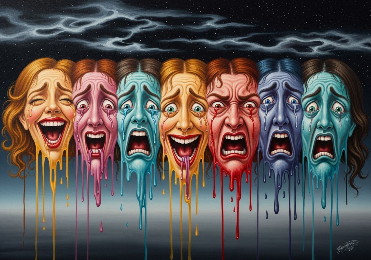 Surreal Oil Painting: Melting Faces of Emotion