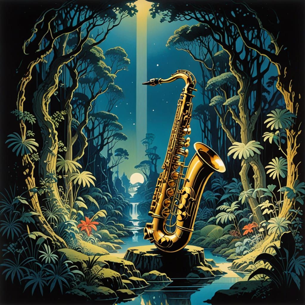 Saxophone Serenade in Art Deco Elegance